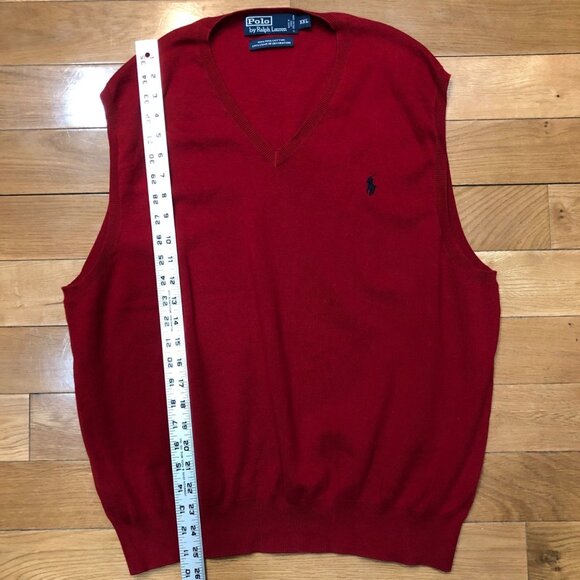 Polo Ralph Lauren 100% Pima Cotton V-Neck Red Knit Vest Size XXL - Picture 4 of 7